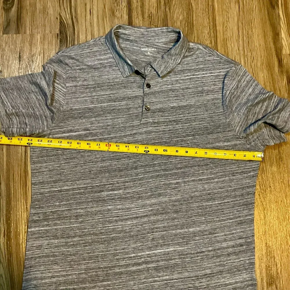 Banana Republic Polo Shirt Men's Size XL Gray Blue Short Sleeve‎ Preppy Adults